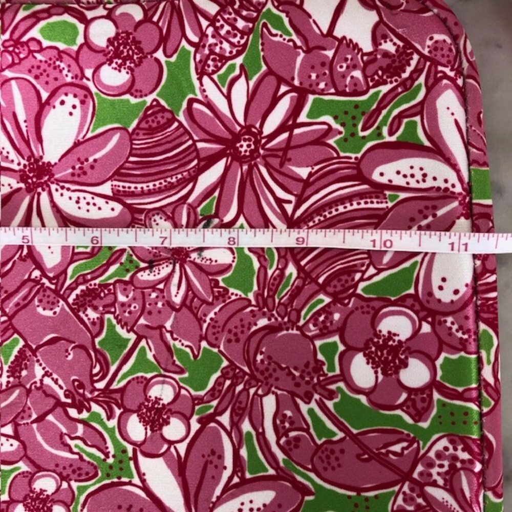 LILLY PULITZER Neoprene Zip Laptop Shoulder Bag Pink Green White Lobster… - Picture 14 of 15